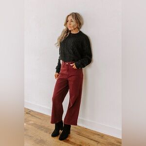 Judy Blue High Rise Wide Leg Jeans in Burgundy